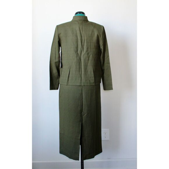 NWT Vintage Karin Stevens Dress Size 4P Green Embroidered Petites 2pc New - Picture 2 of 10